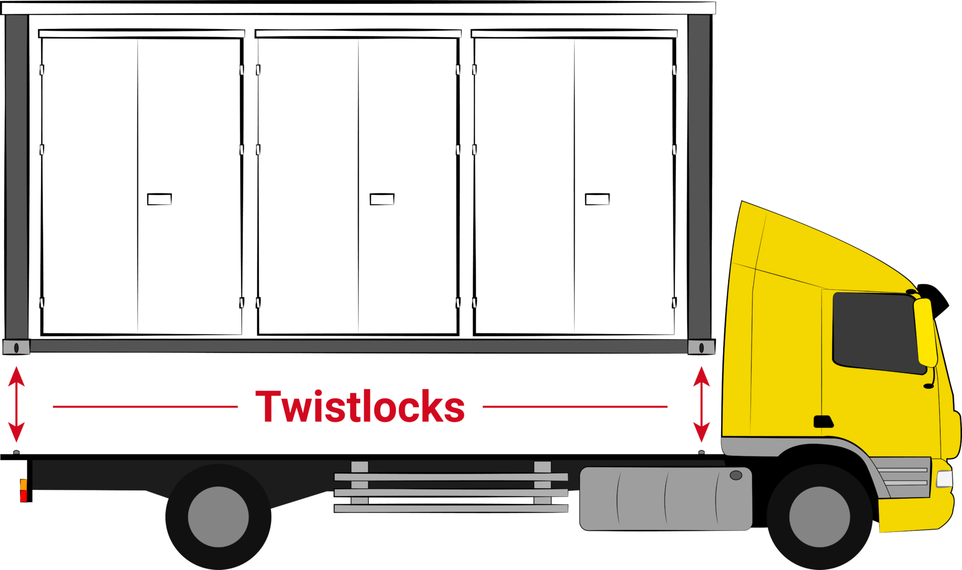 Moving container twistlock red